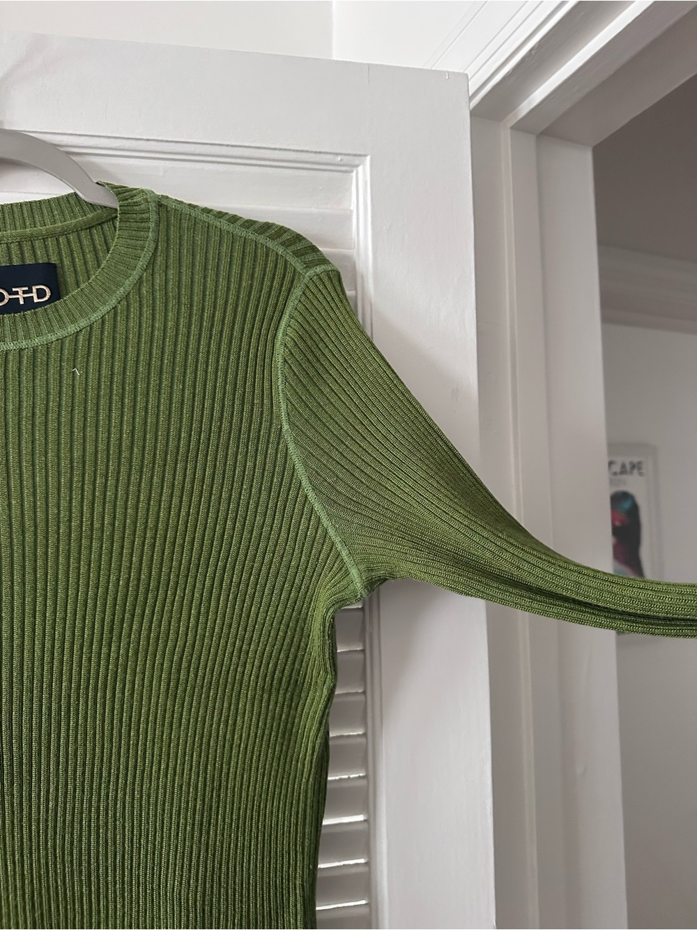 OTD (On This Day) Ribbed Poor Boy Knit Crewneck Sweater — Olive Green - Picture 3 of 7
